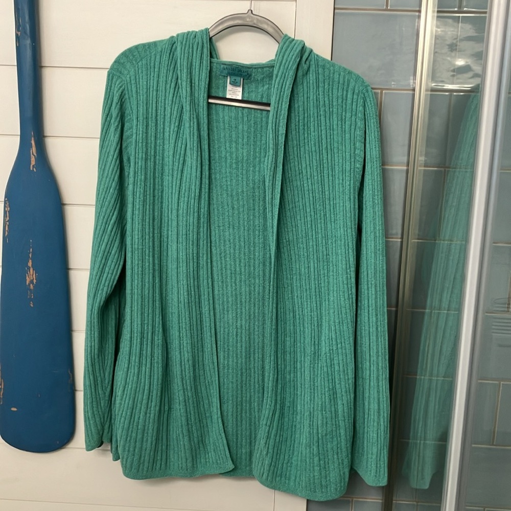 Teal (Turquoise) Barefoot Dreams CozyChic Ultra Lite hooded cardigan